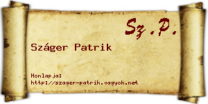 Száger Patrik névjegykártya
