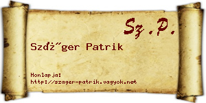 Száger Patrik névjegykártya