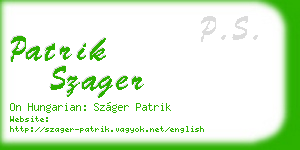 patrik szager business card