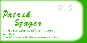 patrik szager business card